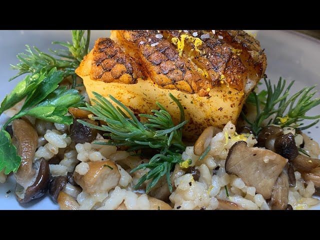 Chilean Sea Bass with Mushroom Risotto