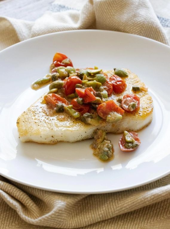 Chilean Sea Bass with Tomato Basil Relish