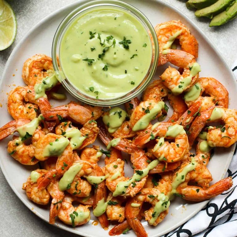 Chili Lime Batter Shrimp with Avocado Crema