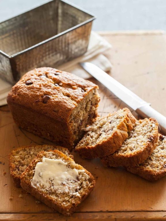 Chocolate Chip Banana Bread with Coconut Flakes