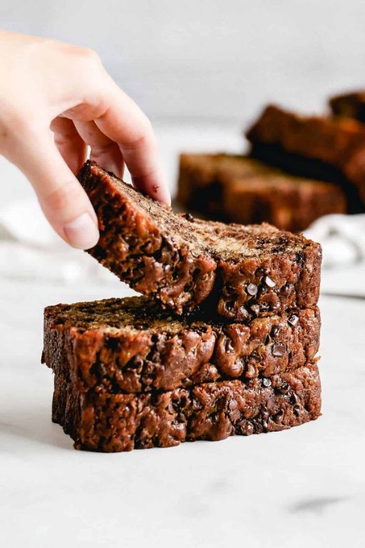 Chocolate Chip Banana Bread with Dark Chocolate Chunks
