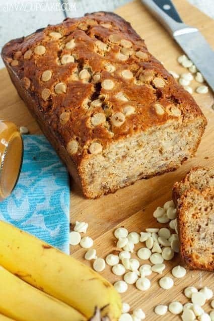 Chocolate Chip Banana Bread with White Chocolate Chips