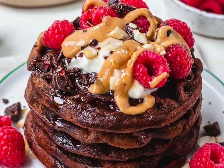 Chocolate Peanut Butter Protein Waffles