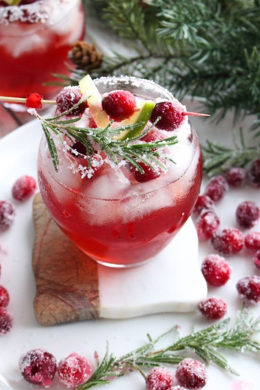Christmas Margarita with Cranberry and Lime