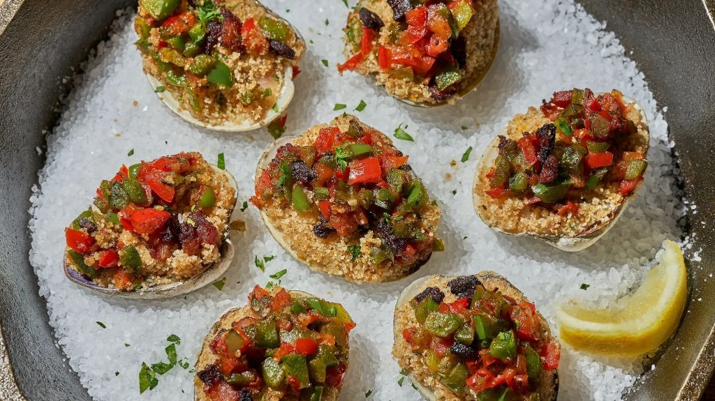 Clams Casino Bruschetta with Tomato Relish