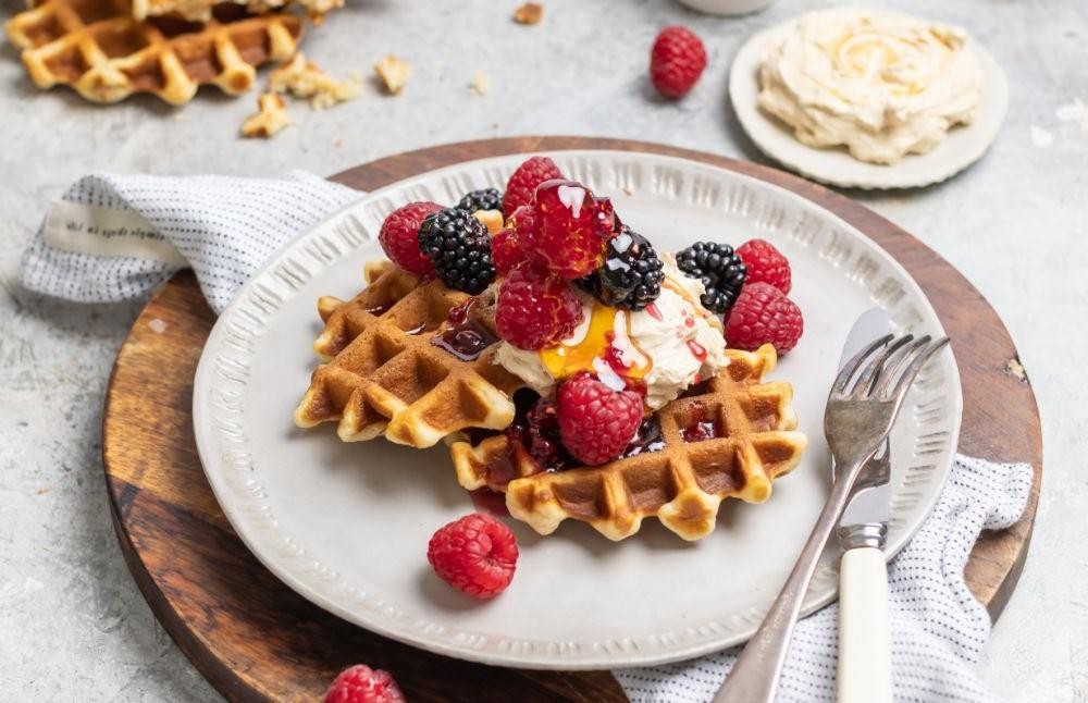 Classic Belgian Waffles with Fresh Berries