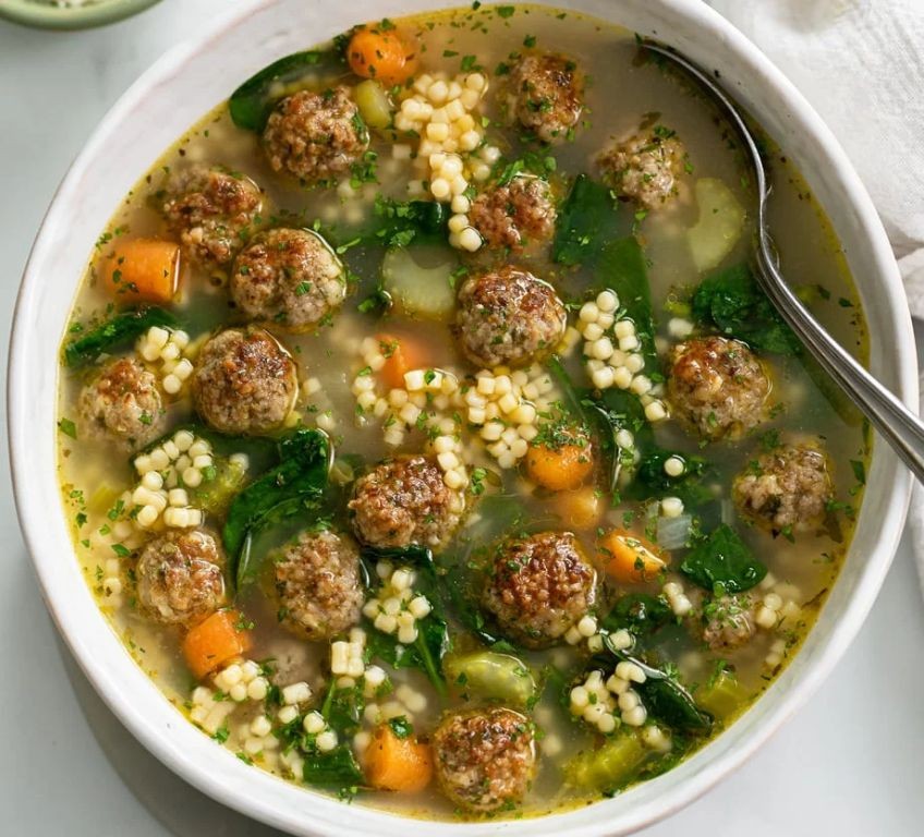 Classic Italian Wedding Soup with Meatballs