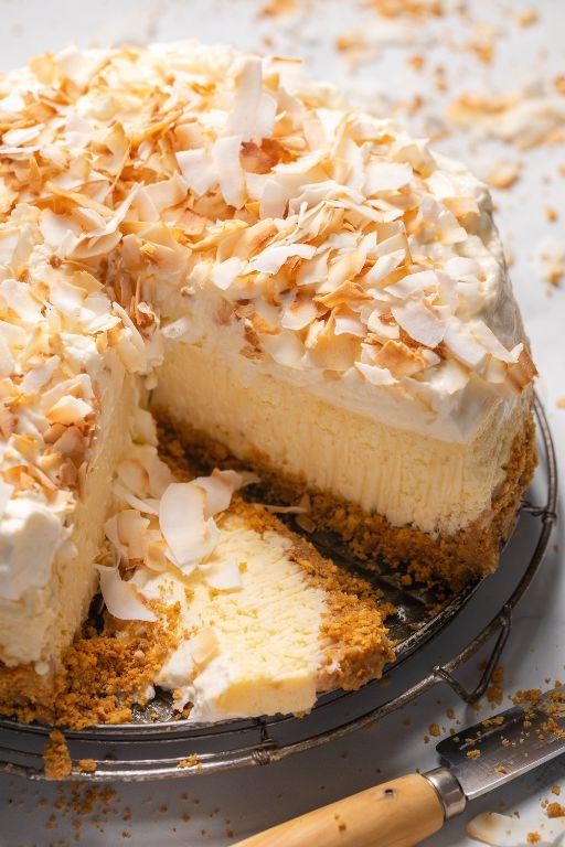 Coconut Milk Cheesecake with a Coconut Crust