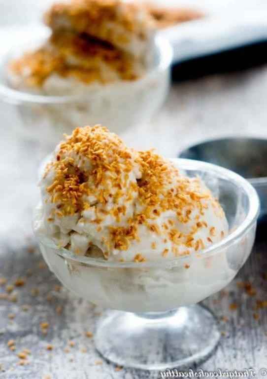 Coconut Milk Ice Cream with Toasted Coconut Flakes