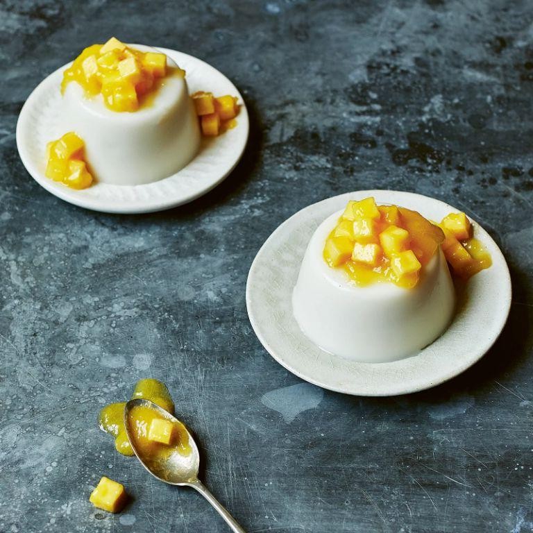 Coconut Milk Panna Cotta with Mango Coulis