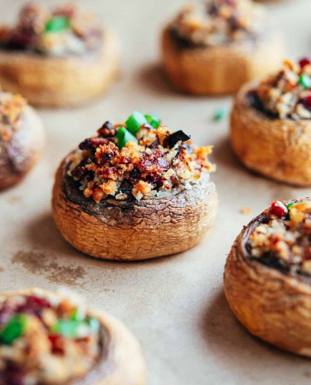 Conch and Bacon Stuffed Mushrooms
