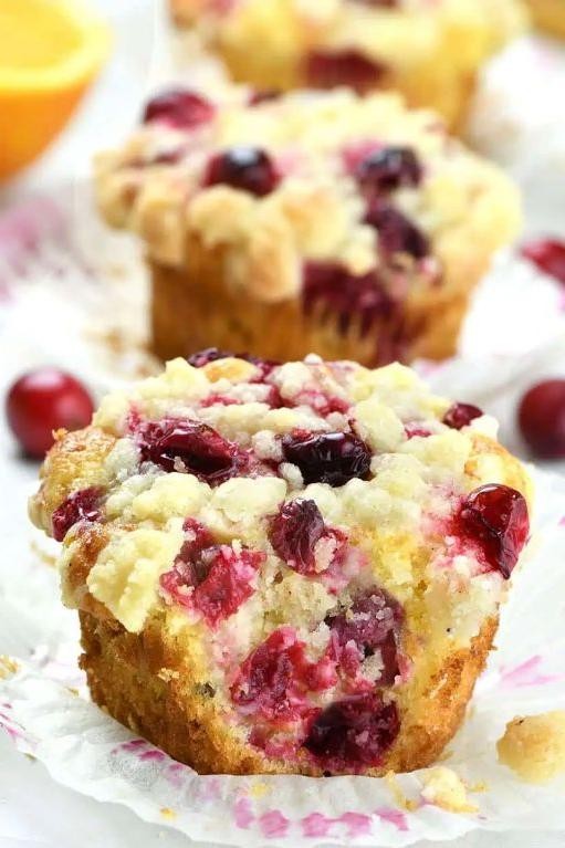 Cranberry Orange Christmas Muffins with Streusel Topping