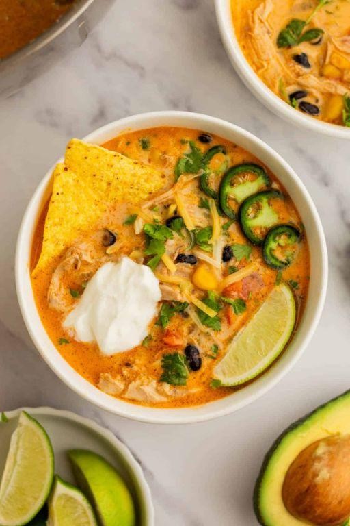 Creamy Avocado Chicken Tortilla Soup