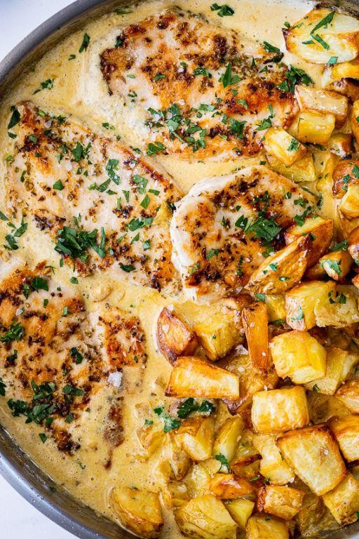 Creamy Dijon Chicken and Potato Gratin