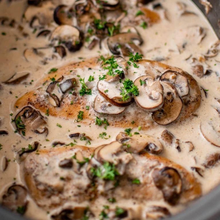 Creamy Mushroom Chicken Legs in the Slow Cooker