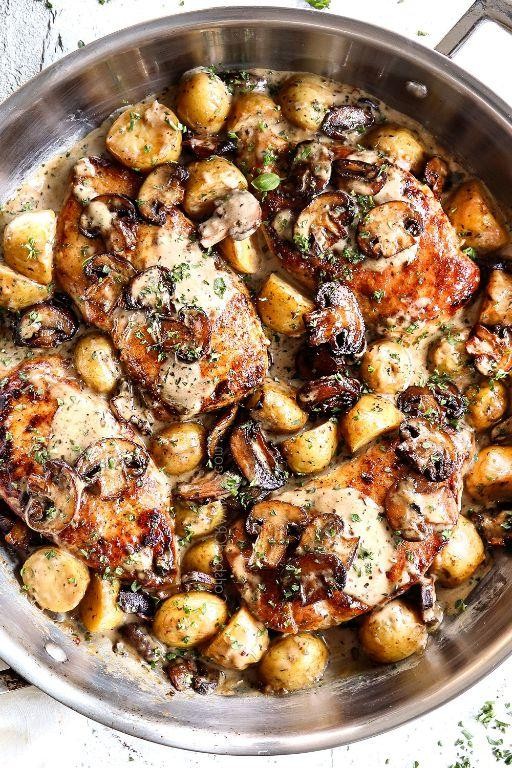 Creamy Mushroom Chicken and Potato Bake