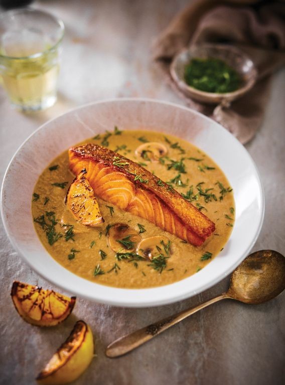 Creamy Salmon and Mushroom Soup