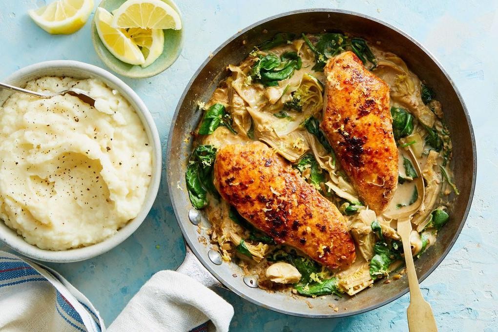 Creamy Spinach Artichoke Chicken and Potatoes