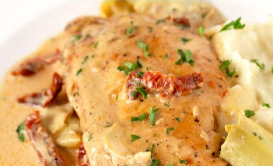 Creamy Sundried Tomato Chicken with Mashed Potatoes