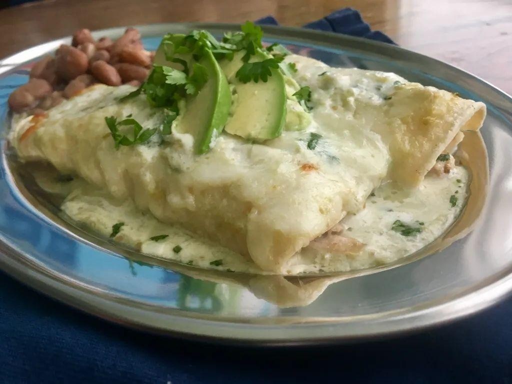 Creamy Tomatillo Chicken Enchiladas