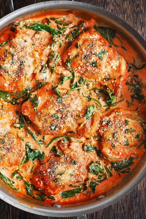 Creamy Tomato Basil Chicken Thighs
