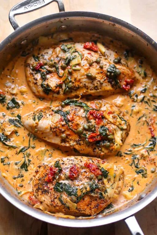 Creamy Tuscan Chicken with Spinach and Sun-Dried Tomatoes