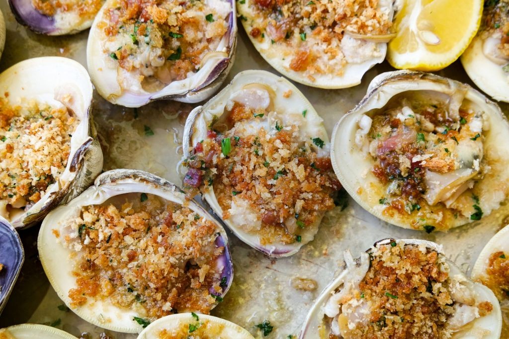 Crispy Clams Casino with Panko Topping