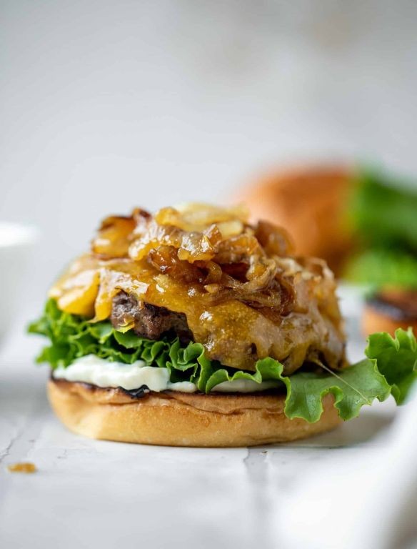 Crispy Griddle Smash Burgers with Caramelized Onions