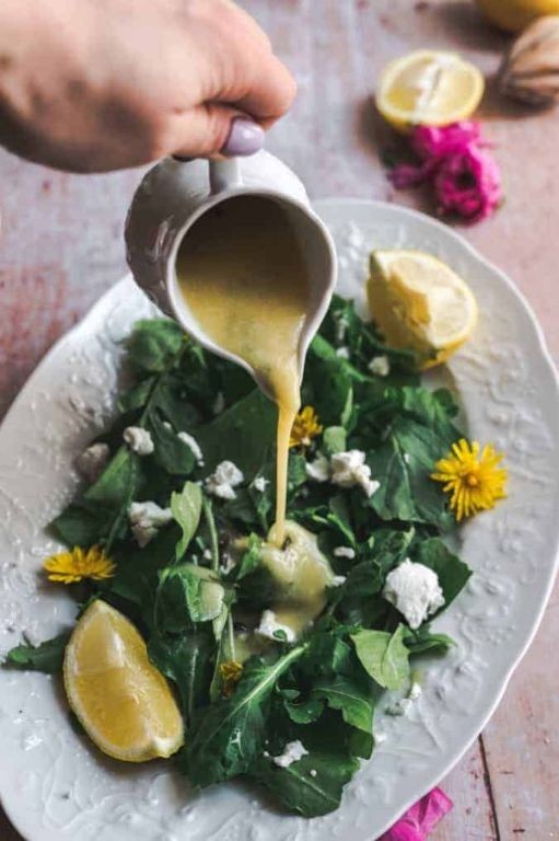 Dandelion Flower Salad with Lemon Vinaigrette