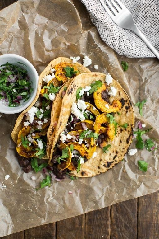 Delicata Squash Tacos with Black Beans