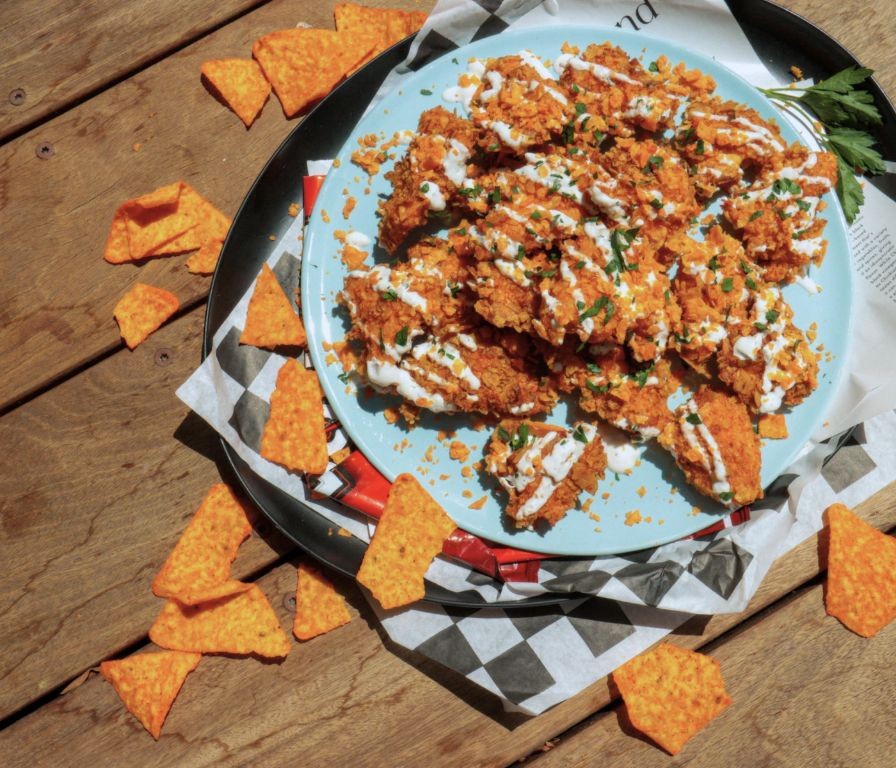 Doritos-Crusted Nachos with Three Cheeses