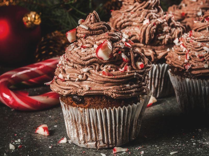 Double Chocolate Peppermint Christmas Muffins