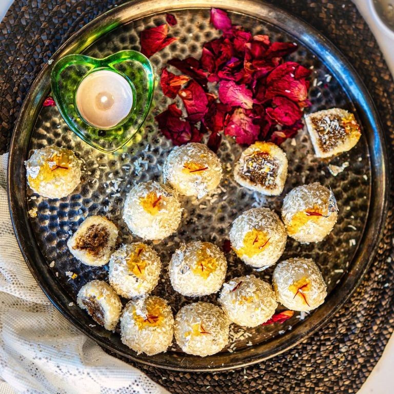 Dry Fruit Stuffed Coconut Laddu