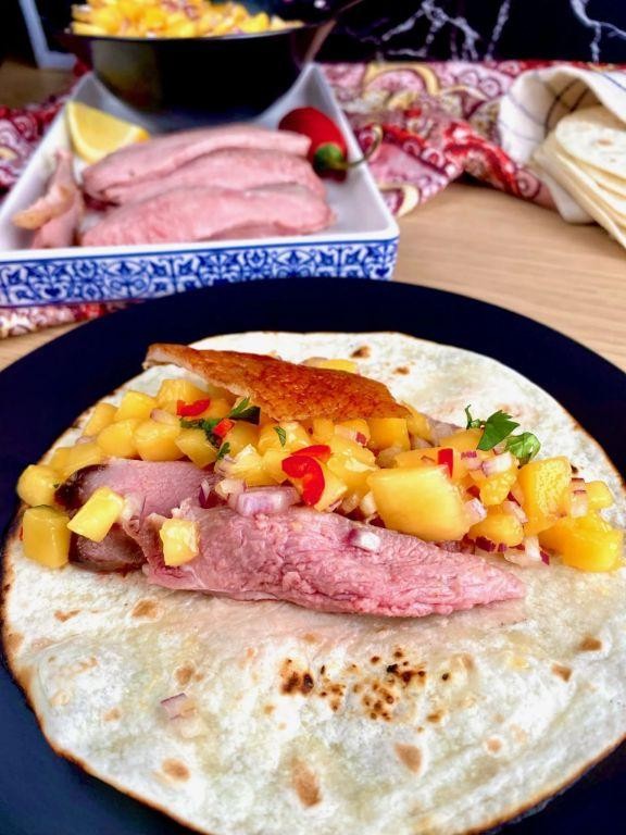 Duck Leg Tacos with Mango Salsa