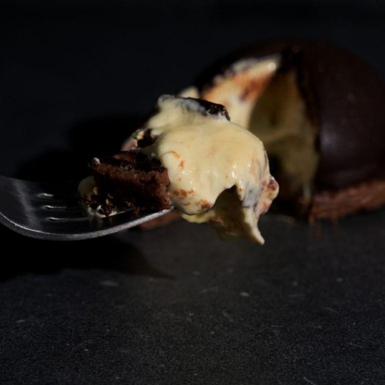 Durian Mousse with Dark Chocolate Shavings