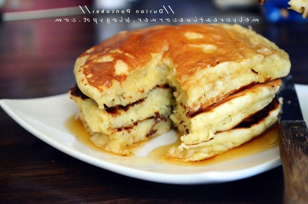 Durian Pancakes with Maple Syrup