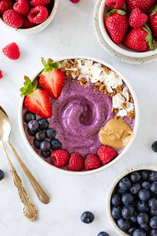 Durian Smoothie Bowl with Fresh Berries