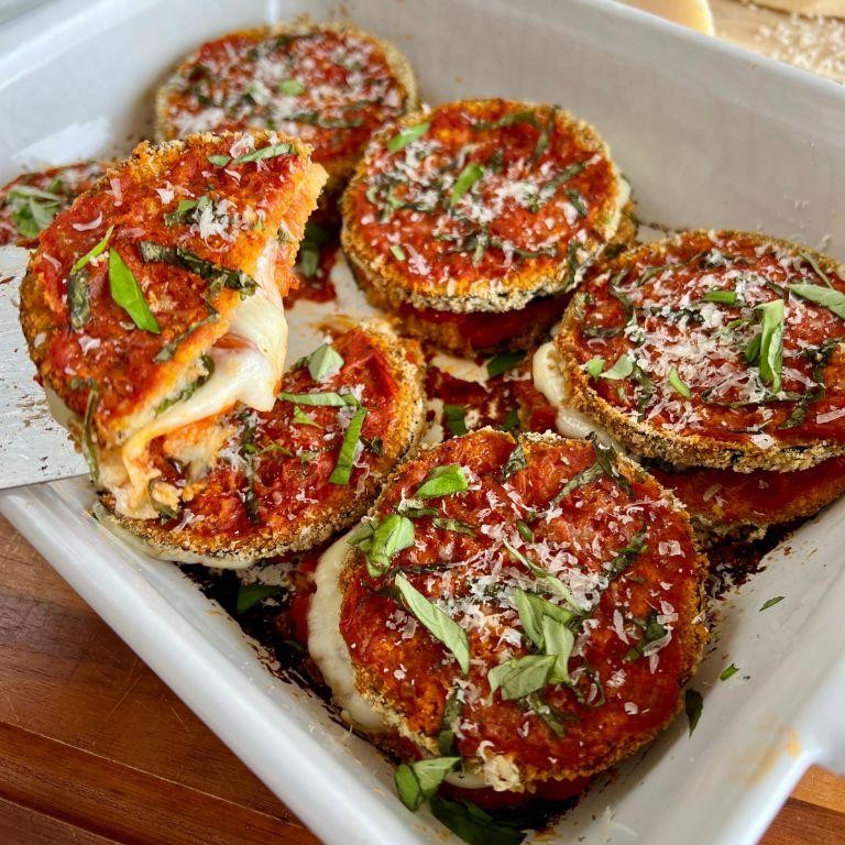 Eggplant Parmesan Stacks with Fresh Basil