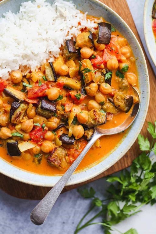 Eggplant and Chickpea Coconut Curry