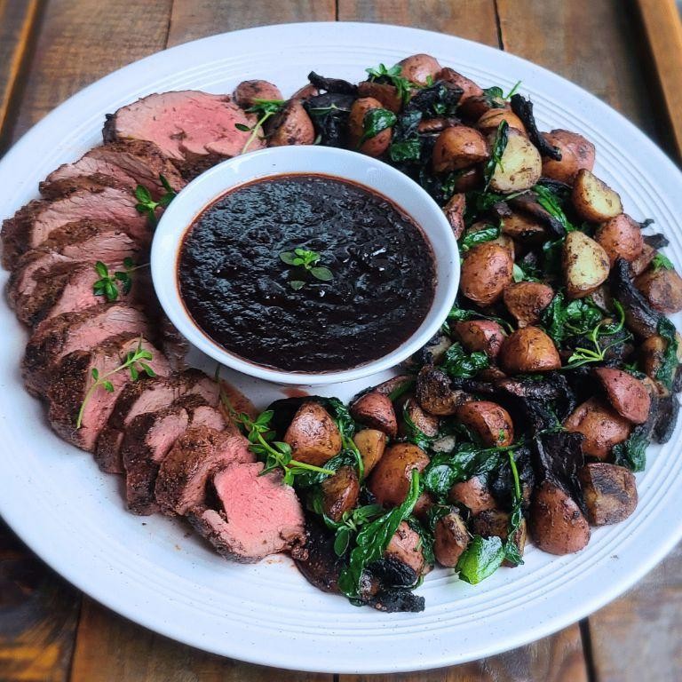 Elk Roast with Balsamic Glaze and Caramelized Vegetables