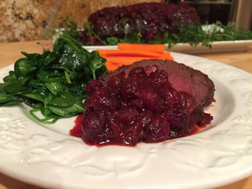 Elk Roast with Cranberry and Orange Sauce