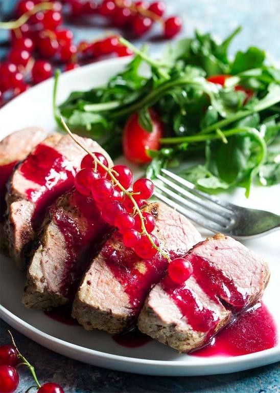 Elk Roast with Red Currant Jelly and Fresh Herbs