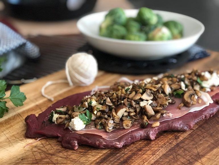 Elk Roast with Wild Mushroom Stuffing