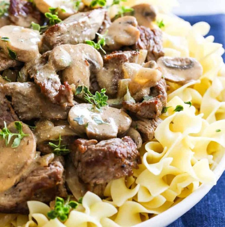 Eye of Round Steak Stroganoff with Egg Noodles