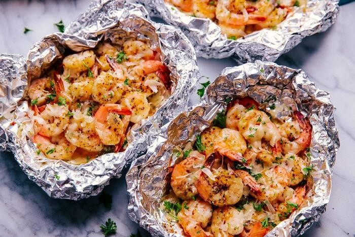 Foil Packet Garlic Butter Shrimp