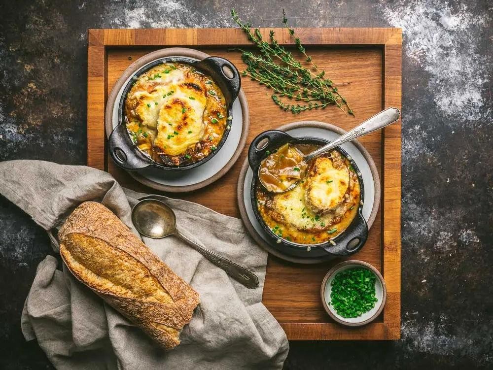 French Onion Soup with Garlic Butter Croutons