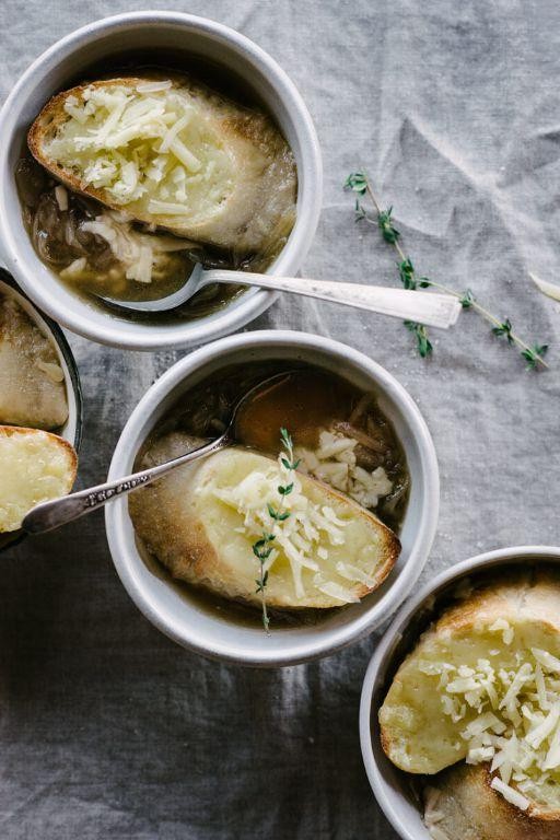 French Onion Soup with Red Wine and Rosemary