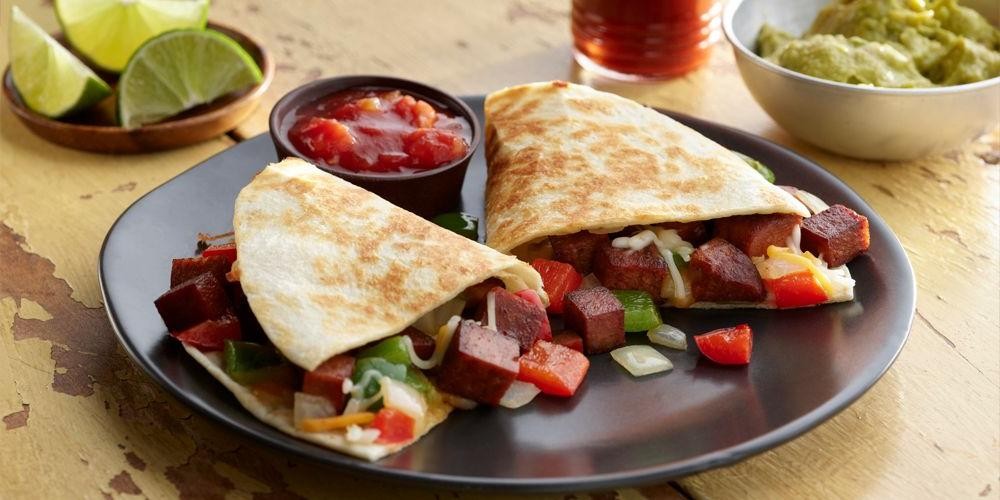 Fried Spam Quesadillas with Sour Cream