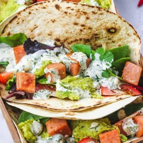 Fried Spam Tacos with Avocado Salsa