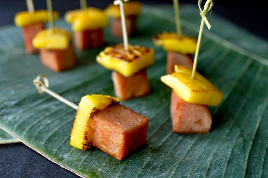 Fried Spam and Pineapple Skewers